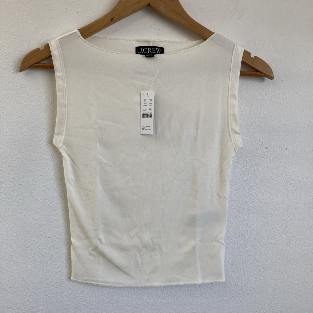 J Crew Women's Refined rib shell tank‎ top Ivory XXS